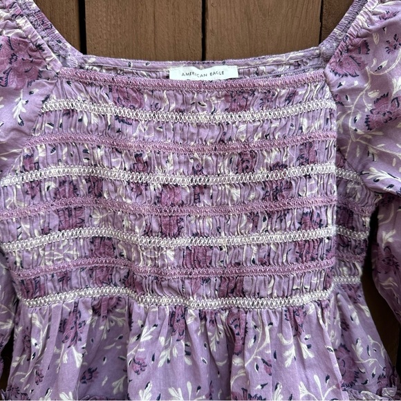 American Eagle | NWT Size XS Lilac Babydoll Peplum Top - Picture 8 of 12